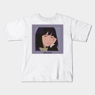 Moody cute asian girl - drawing - Color Kids T-Shirt